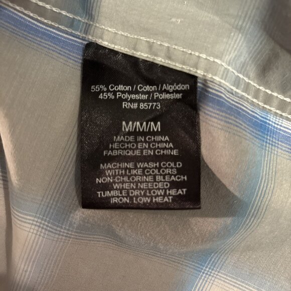 O'Neill Short Sleeve Cotton Blend Shirt Medium Gray Blue & White Button-Up - Picture 4 of 5
